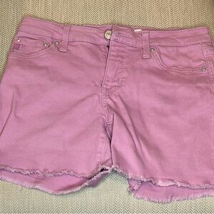 Seven7 Pink Jean Shorts Frayed Hem Cut-Offs
